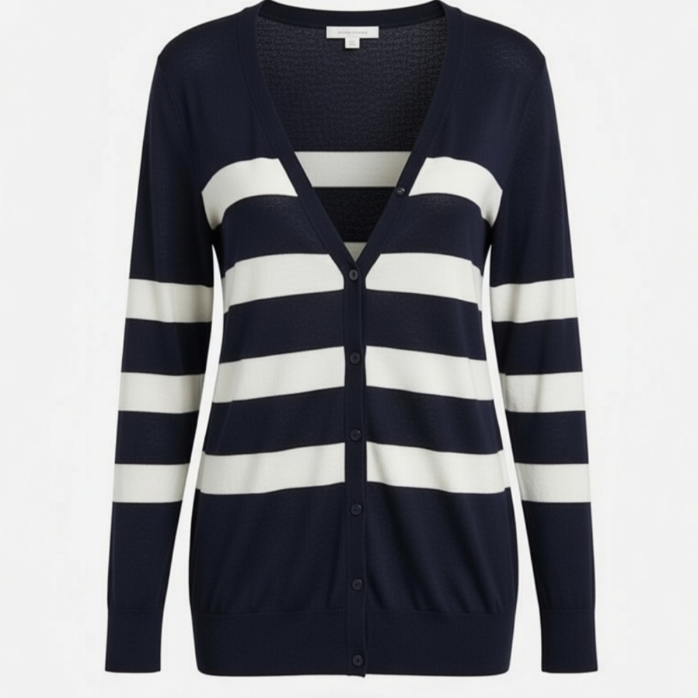 GAP Women's Navy and OffWhite Striped Cardigan